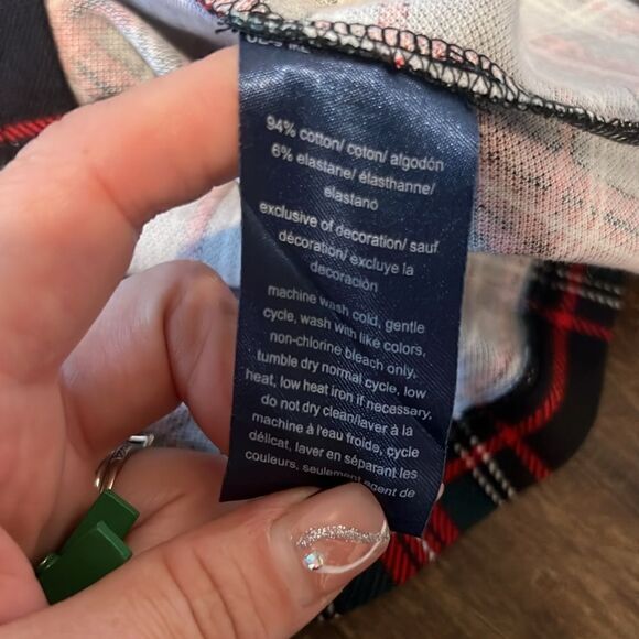 New Tommy Hilfiger Johnny-Collar 3/4-Sleeve Plaid Top - Picture 11 of 13